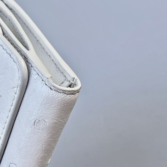 Prada White Ostrich Leather Compact Wallet With Box And Card - Picture 9 of 16